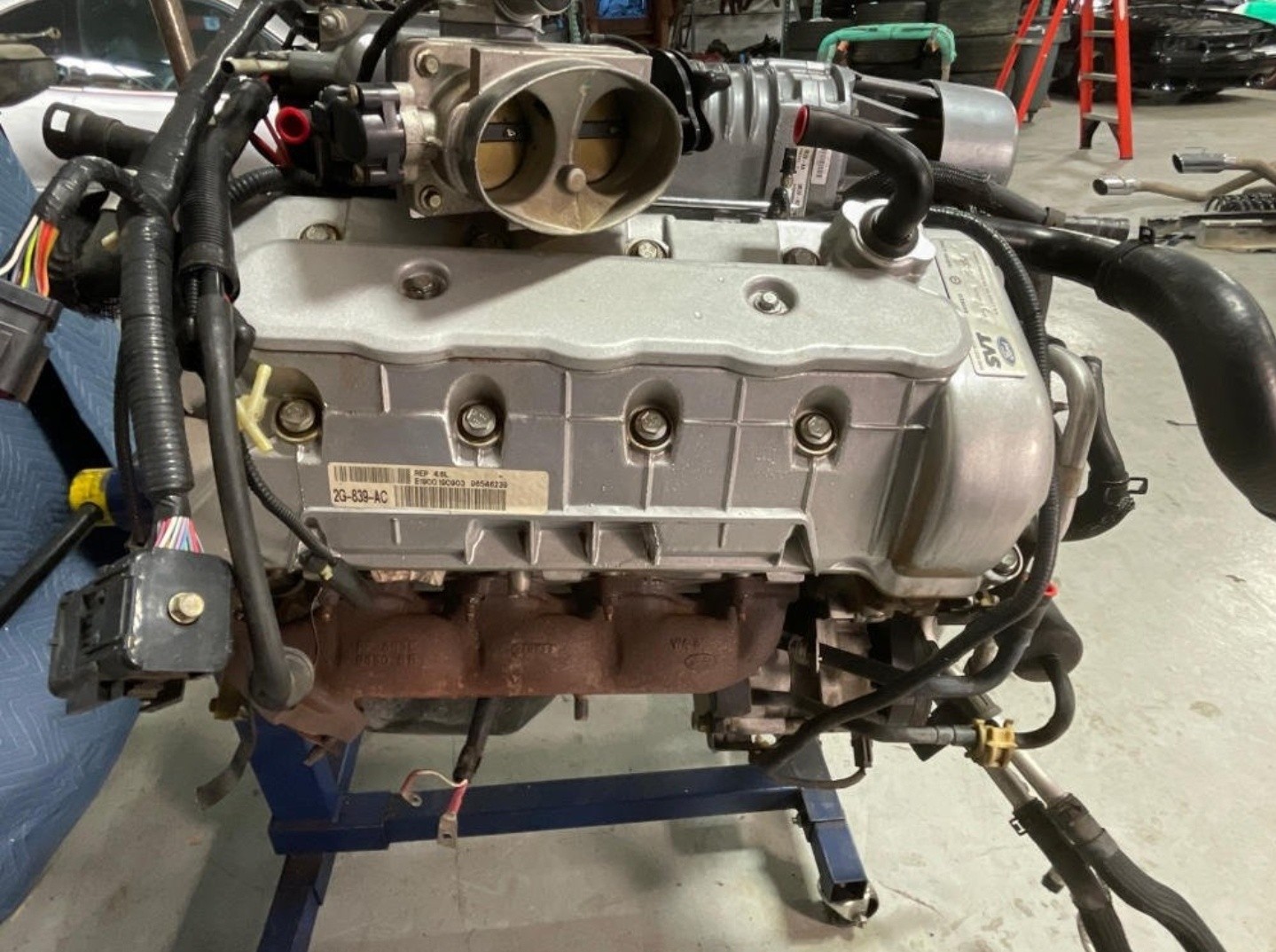 2004 ford mustang svt cobra engine complete pan to blower, complete tremec t56 6 speed transmission, gas tank assembly 2004 ford mustang svt cobra engine complete pan to blower, complete tremec t56 6 speed transmission, gas tank assembly